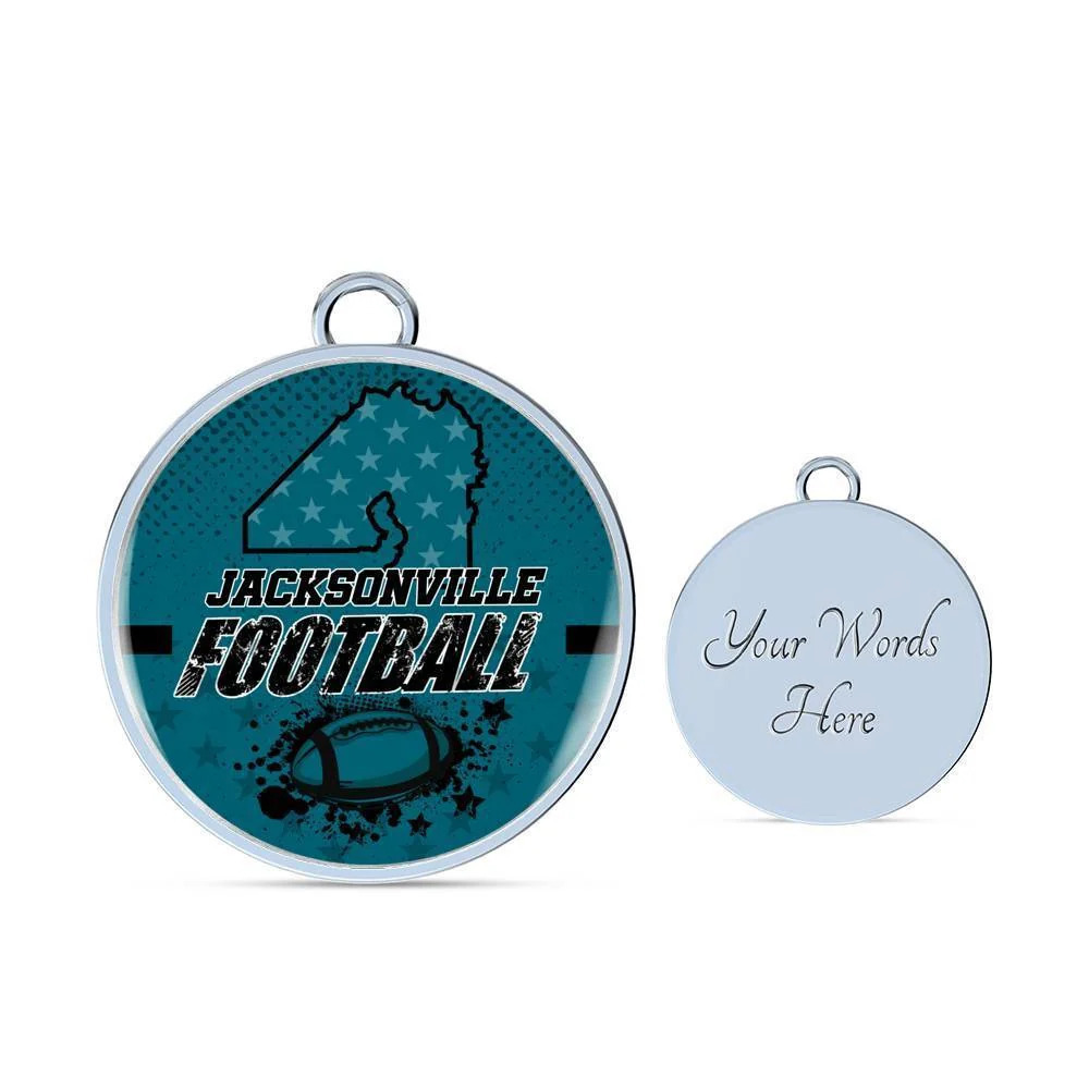 Jacksonville Fan Football Sports Personalized Engraved Silver Circle Bangle Bra